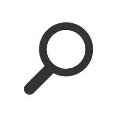 Vector icon of a magnifying glass symbolizing search, explore, and zoom – minimalist design
