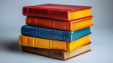 Fototapeta premium Stack of colorful books perfect for education, reading, and back to school themes