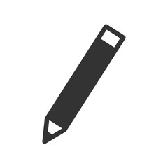 Flat vector icon of a black pencil – minimal symbol for writing, editing, or note-taking concepts
