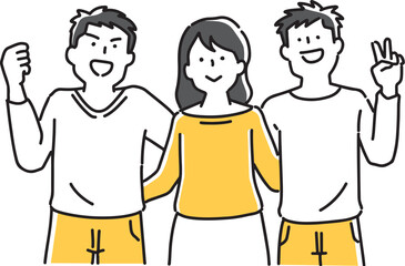 仲の良い男2人と女1人