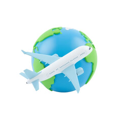 Global Aviation Aerial Transportation with Airplane and Earth Globe Illustration Journey