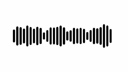 Black audio waveform on white background sound wave