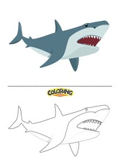 Cute fish illustration and also coloring drawing.