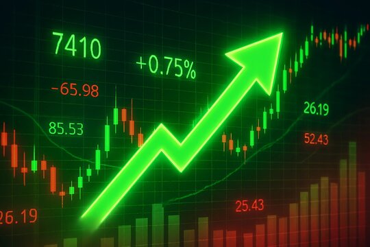 Futuristic Stock Market Interface with Glowing Graph