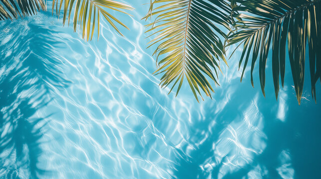Piscina azul cristalina com reflexo do sol na superf&iacute;cie