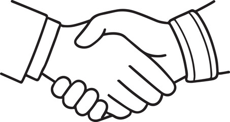 Fototapeta premium Handshake vector illustration symbolizing business agreement partnership and cooperation between two parties in a clean line art style graphic