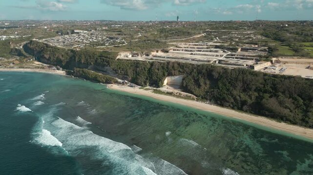 South Uluwatu Cliffs With Major Industrial Construction Project Going Ahead Bali Indonesia 4K 60FPS