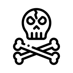 skull and crossbones line icon