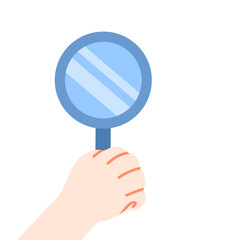 hand holding magnifying glass