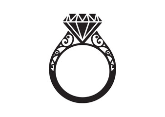 Diamond studded engagement ring vector illustration design