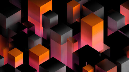 Obraz premium Abstract geometric blocks on black background, 3d render Stock Illustration