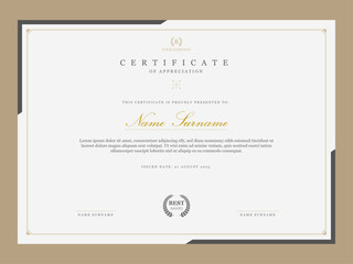 Clean vintage certificate of appreciation template for company. Multipurpose award certificate design in retro style elements.