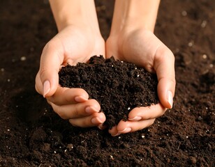 Hands Holding Rich Soil: Symbolizing Growth, Nurturing, and Environmental Care