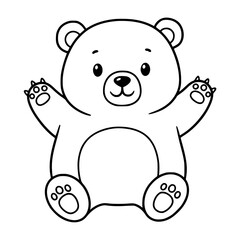 Fototapeta premium Adorable bear silhouette with outstretched paws, perfect for kids' designs and playful themes, coloring page