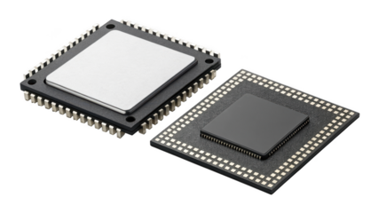 different style Microchip technology component on transparent