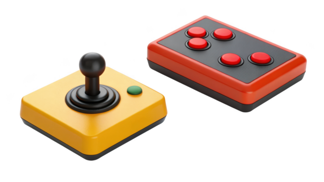 different style Retro Gaming Joystick isolated on transparent