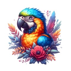 Obraz premium Beautiful colorful parrot isolated on white background 