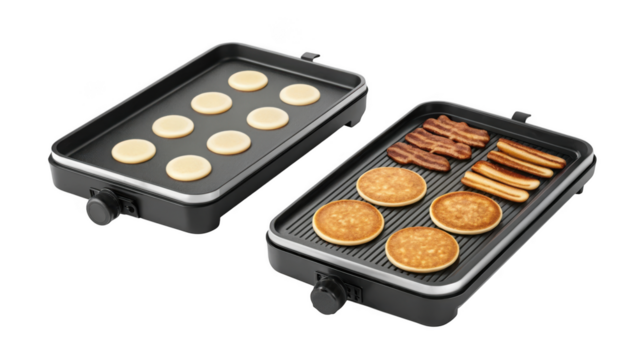different style Electric Griddle with Food Items on transparent  - Powered by Adobe