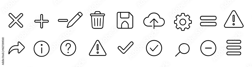 Wall mural interface, ui outline icon set. essential, web interface icons for digital projects
