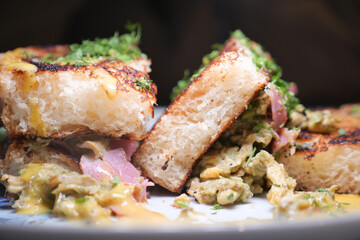 Hearty ham and greens sandwich