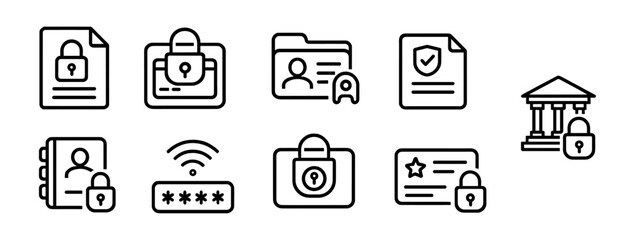 Security, personal data line icon set. privacy, protection symbols line design