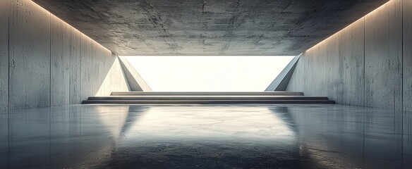3d render of abstract futuristic architecture with empty concrete floor. Scene for car presentation