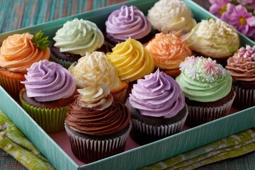 Colorful cupcakes in a box (2)