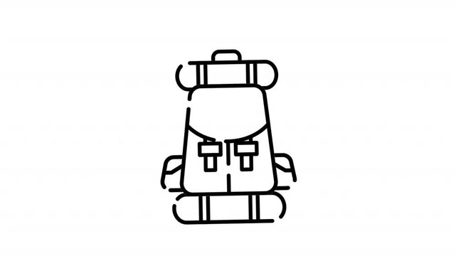 Travel backpack line icon concept