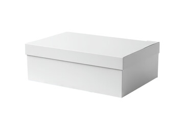Naklejka premium Blank white wide flat packaging box mockup, high-resolution PNG isolated on transparent background for seamless product cutout, branding visualization, e-commerce display, and graphic design