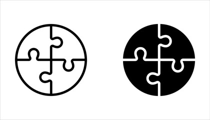 Obraz premium Puzzle icon set. Teamwork symbol. Logo template for website, ui, app on white background