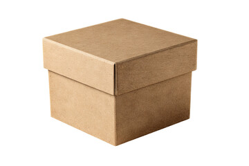 Ultra-high-resolution blank cardboard packaging box mock-up isolated on transparent PNG background for seamless cutout, branding visualization, and e-commerce product presentations