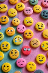 Colorful emoji cookies on a painted background