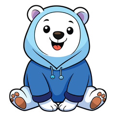 Naklejka premium Cute polar bear wearing blue hoodie animal cartoon