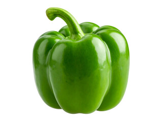 Fresh Green Bell Pepper Isolated on White Background