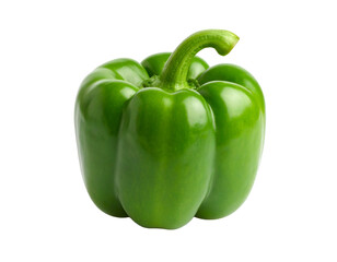 Fresh Green Bell Pepper Isolated on White Background