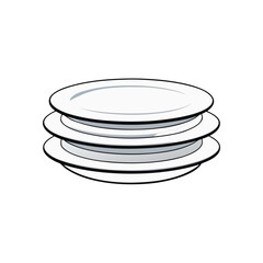 Stack of clean white plates isolated on a black background
