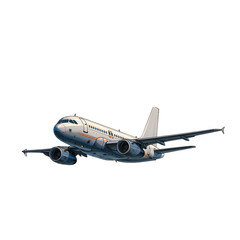 Obraz premium A detailed illustration of a modern commercial passenger jet airplane in flight isolated on transparent background