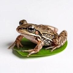 Obraz premium Frog on Leaf Highlighting Climate Change Breeding Challenges