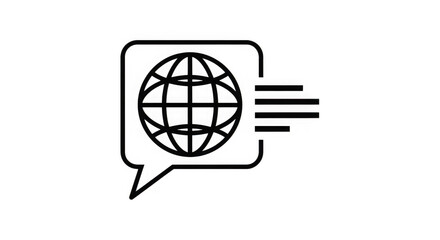 Ai generated image of globe in a speech bubble with speed lines, isolated on transparent background