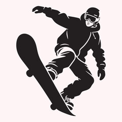 Fototapeta premium Snowboarder Jumping Silhouette – Winter Sports Vector Illustration