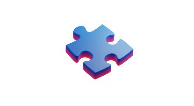 Ai generated image of blue puzzle piece isolated on transparent background