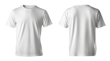 High-resolution blank white t-shirt PNG template with seamless transparent background and crisp cutout edges for versatile apparel mockups and graphic design integration