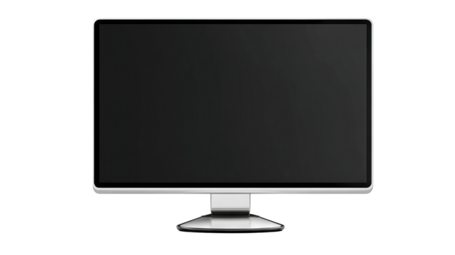Photorealistic high-resolution monitor mockup PNG with pristine transparent background and crisp cutout edges for seamless website, app UI and graphic design presentations