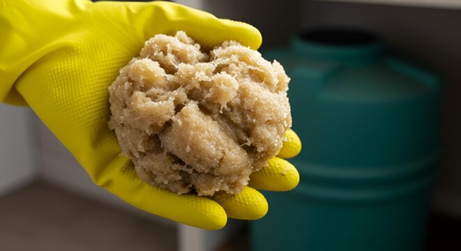 FOG Fatberg Sewer Waste Held in Gloved Hand