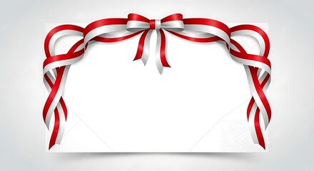 Naklejka premium Elegant Red and White Ribbon Frame with Bow for Celebrations and Graphic Design