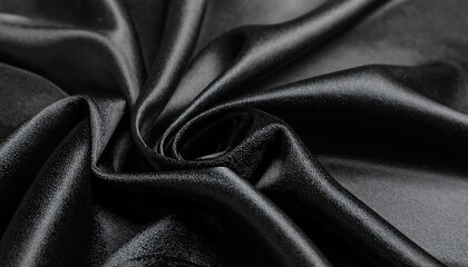 Fototapeta premium Close-up of dark, lustrous fabric swirled into elegant folds