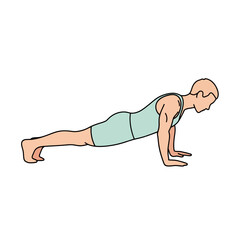Man Doing Push-up Exercise, Fitness Illustration