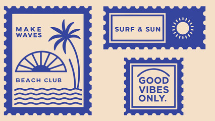 Obraz premium Beach palm sun and waves graphic designs palm tree