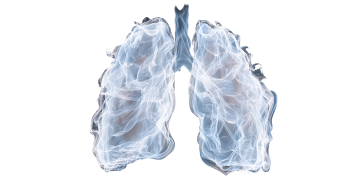 Human Lungs 3D Render with Alveoli on Isolated Transparent Background