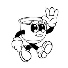 Retro character design of friendly mixing bowl outline